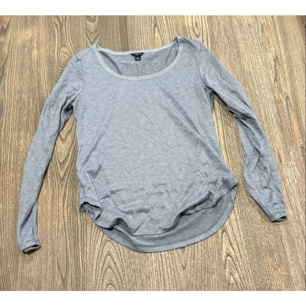 Ann Taylor Petite Marled Tunic Tee Long Sleeve Curved Shirttail Ash Heather SP